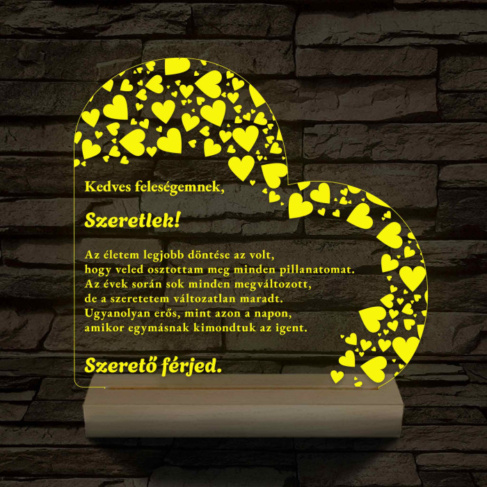 Feleségemnek fatalpas 7 színű 3D led lámpa
