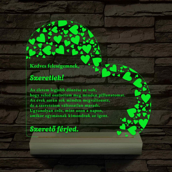 Feleségemnek fatalpas 7 színű 3D led lámpa