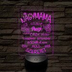 Nagymama – Szeretet, puszi és sütemény - 7 színű, színváltós 3D led lámpa