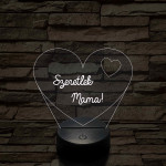 Szeretlek Mama! - 7 színű, színváltós 3D led lámpa