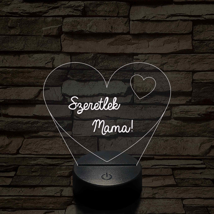 Szeretlek Mama! - 7 színű, színváltós 3D led lámpa