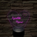 Szeretlek Mama! - 7 színű, színváltós 3D led lámpa