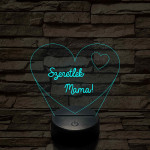 Szeretlek Mama! - 7 színű, színváltós 3D led lámpa
