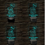 Keresztelő emlékére 7 színű, színváltós állatos 3D led lámpa