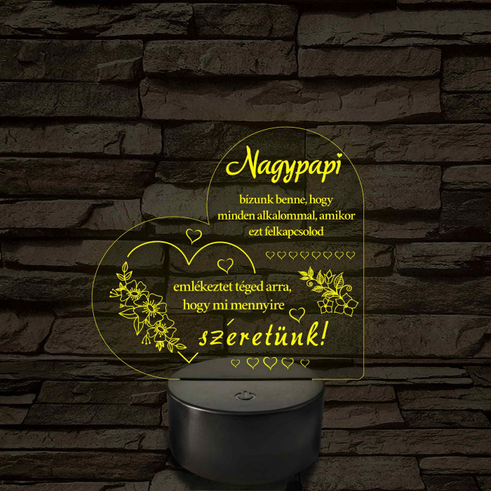 Nagypapi - 7 színű, színváltós 3D led lámpa