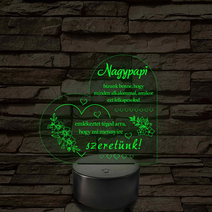 Nagypapi - 7 színű, színváltós 3D led lámpa