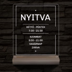 Nyitvatartás számokkal 20 cm fa talppal 7 színű 3D led lámpa