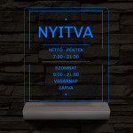 Nyitvatartás számokkal 20 cm fa talppal 7 színű 3D led lámpa
