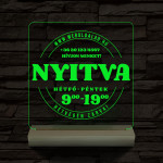 Nyitvatartás számokkal (weboldalcím+telefonszám) 20 cm fa talppal 7 színű 3D led lámpa