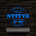 Nyitvatartás számokkal (weboldalcím+telefonszám) 20 cm fa talppal 7 színű 3D led lámpa