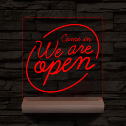 Nyitva, Open 20 cm fa talppal 7 színű 3D led lámpa