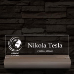 Névtábla céges logóval 20 cm fa talppal 7 színű 3D led lámpa