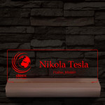 Névtábla céges logóval 20 cm fa talppal 7 színű 3D led lámpa