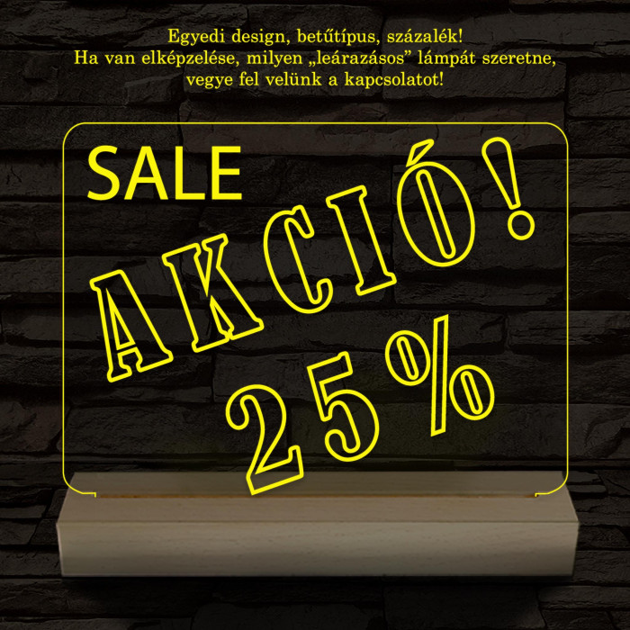 Leárazás, Sale, Akció 20 cm fa talppal 7 színű 3D led lámpa