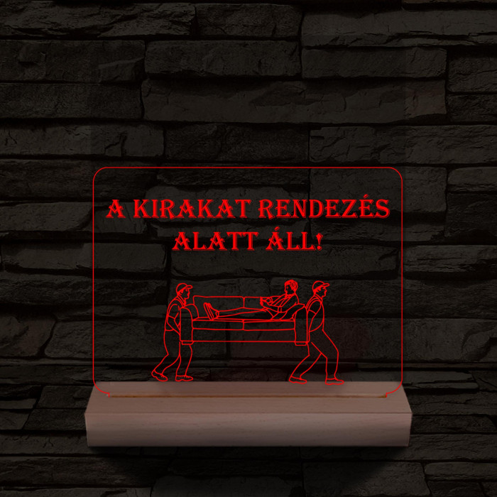 A kirakat rendezés alatt áll 20 cm fa talppal 7 színű 3D led lámpa