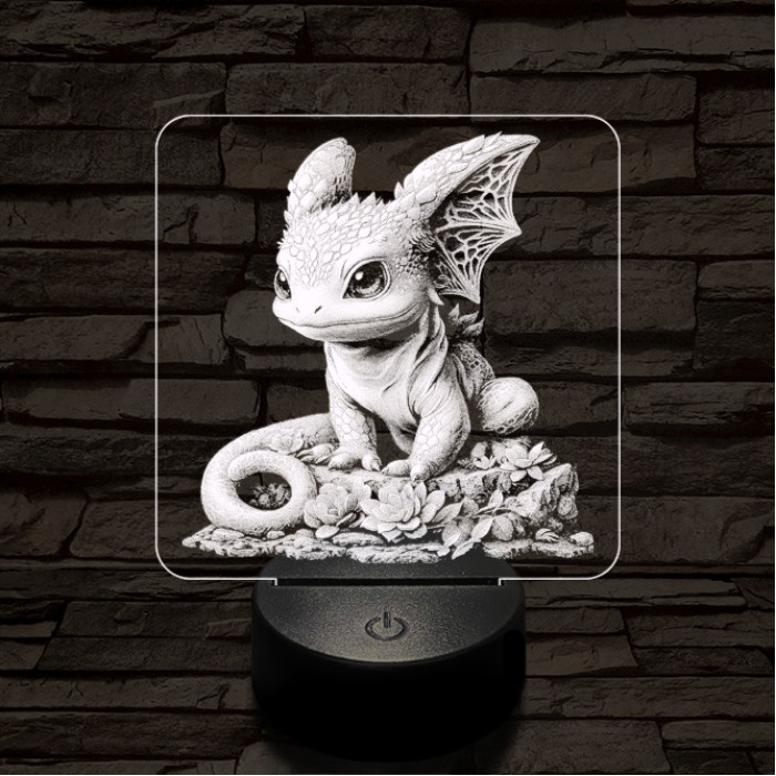 Sárkánybébi 7 színű valósághű 3D led lámpa