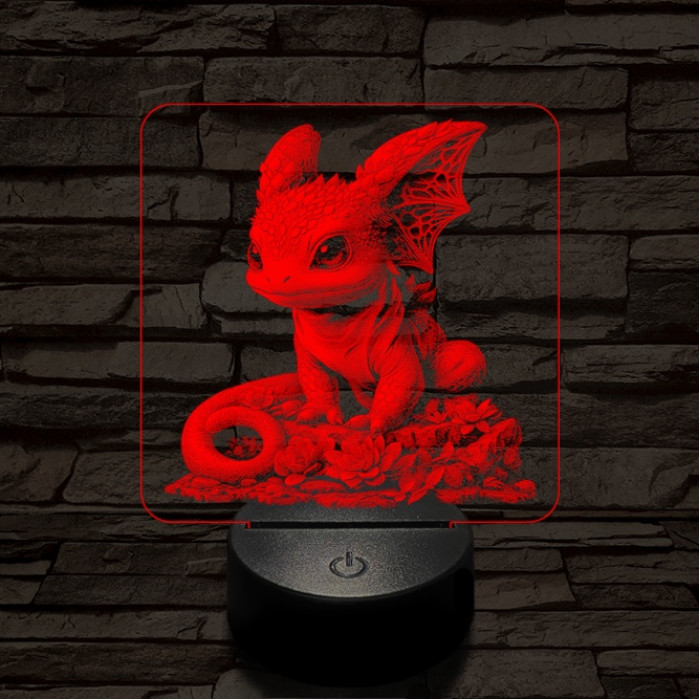 Sárkánybébi 7 színű valósághű 3D led lámpa