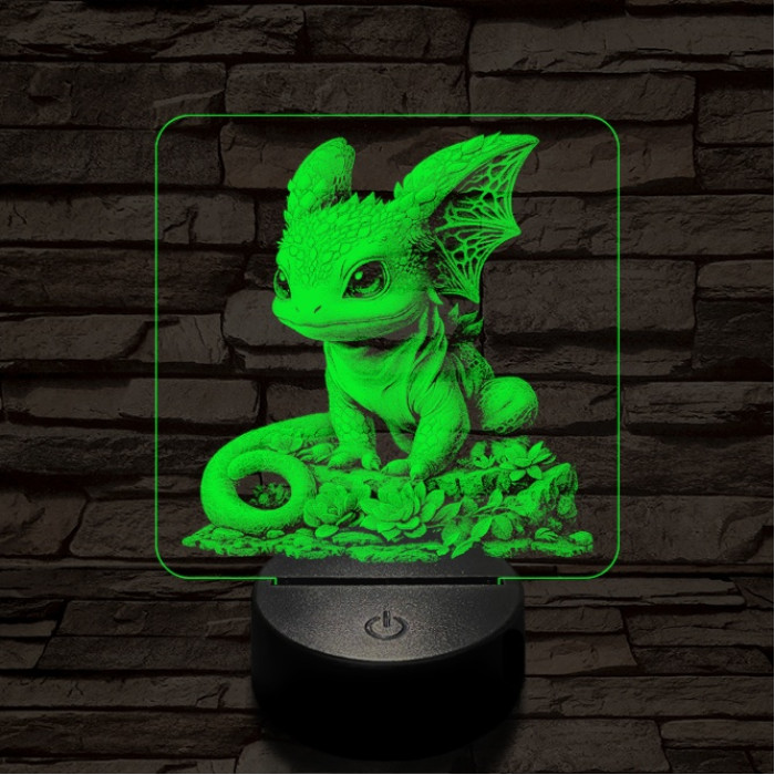 Sárkánybébi 7 színű valósághű 3D led lámpa