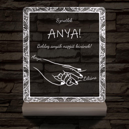 Anyák napja személyre szabott fatalppal 7 színű 3D led lámpa