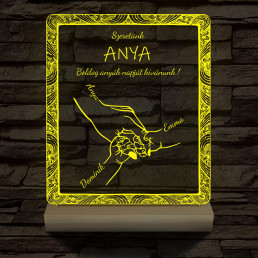 Anyák napja személyre szabott fatalppal 7 színű 3D led lámpa