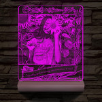 Gravare foto personalizată cu text personalizat, lampa LED 3D cu 7 culori cu suport din lemn
