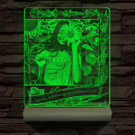 Gravare foto personalizată cu text personalizat, lampa LED 3D cu 7 culori cu suport din lemn
