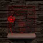 Pitypangos osztálytábla személyre szabott fa talppal 7 színű 3D led lámpa