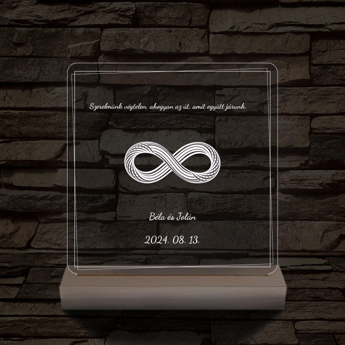 Végtelen jeles esküvői személyre szabott fatalppal 7 színű 3D led lámpa