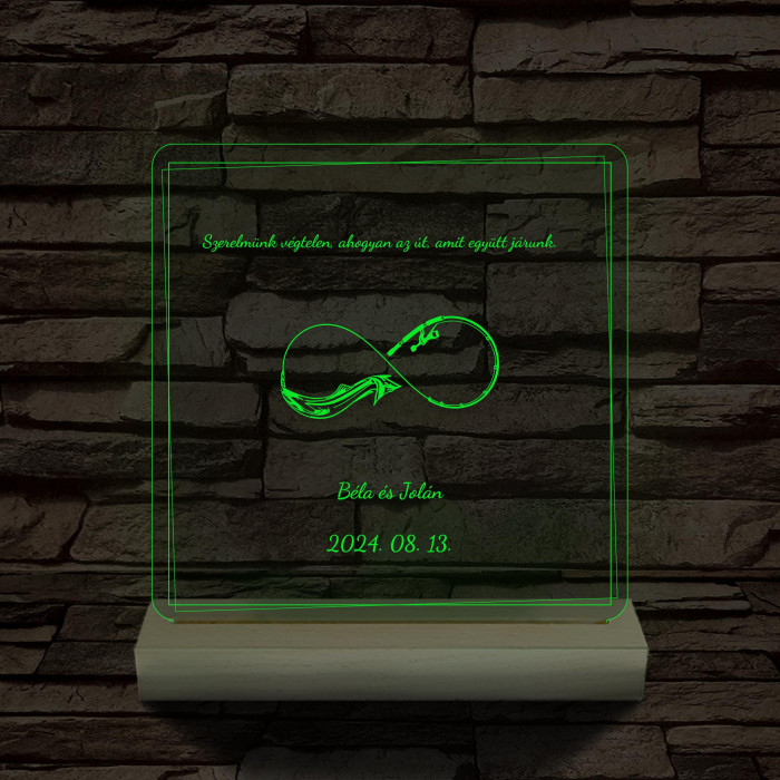 Végtelen jeles esküvői személyre szabott fatalppal 7 színű 3D led lámpa
