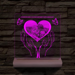 Szívérintés szív-alakú személyre szabott 20 cm fatalppal 7 színű 3D led lámpa
