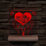 Szívérintés szív-alakú személyre szabott 20 cm fatalppal 7 színű 3D led lámpa