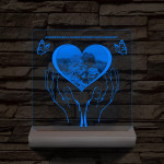 Szívérintés szív-alakú személyre szabott 20 cm fatalppal 7 színű 3D led lámpa