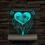 Szívérintés szív-alakú személyre szabott 20 cm fatalppal 7 színű 3D led lámpa