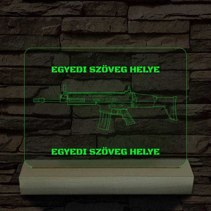 Fegyverek személyre szabott fatalppal 7 színű 3D led lámpa
