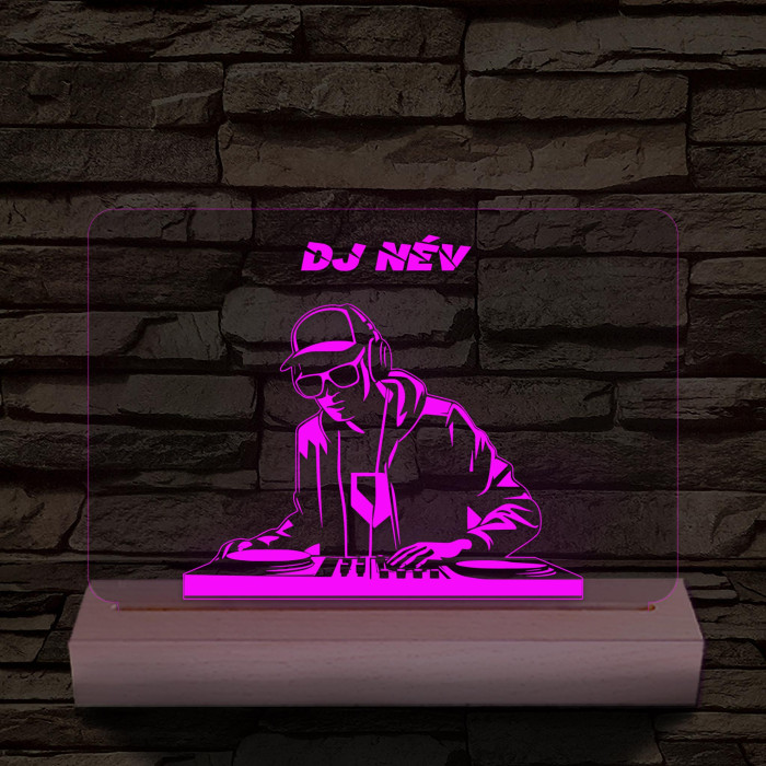 Egyedi neves DJ  személyre szabott fatalppal 7 színű 3D led lámpa