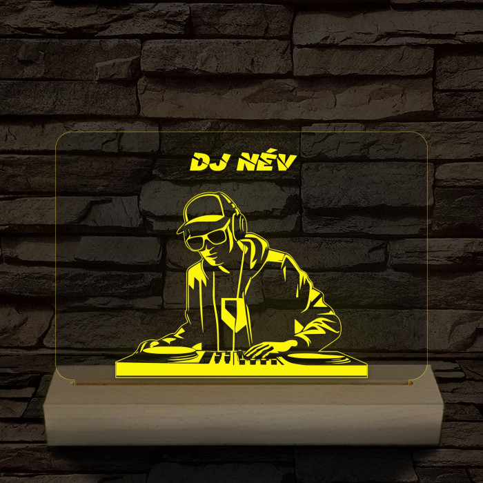 Egyedi neves DJ  személyre szabott fatalppal 7 színű 3D led lámpa