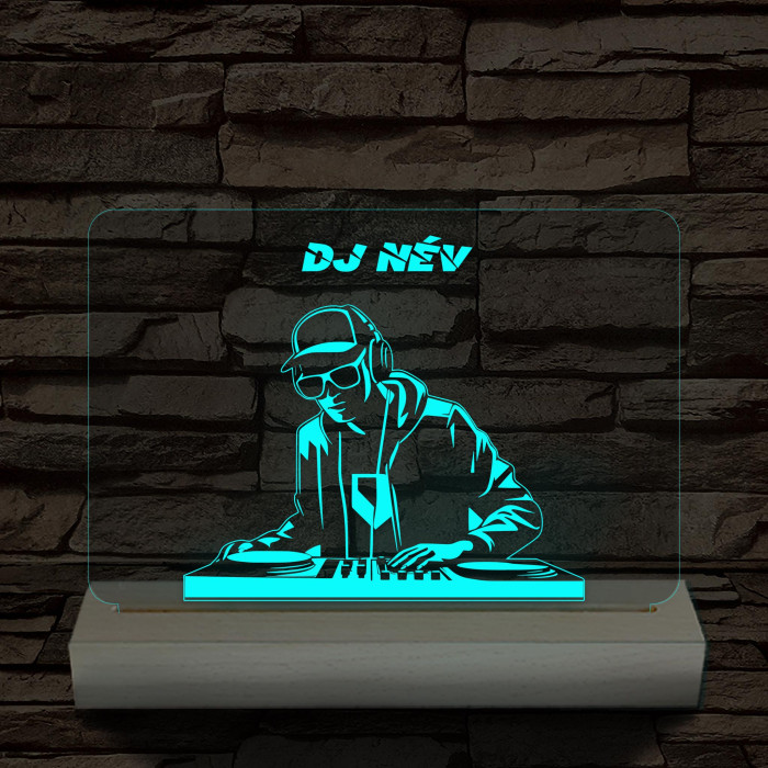 Egyedi neves DJ  személyre szabott fatalppal 7 színű 3D led lámpa