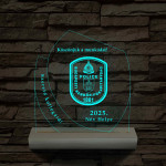Emléktábla fa talppal 7 színű 3D led lámpa