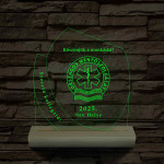 Emléktábla fa talppal 7 színű 3D led lámpa