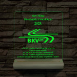 BKV Emléklámpa 3D LED – Egyedi Gravírozás Fa Talppal, 7 Színű Világítással – Tökéletes Ajándék BKV Rajongóknak és Dolgozóknak