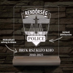 Rendőrségi emléklámpa  3D LED 7 Színűben világító Fatalppal