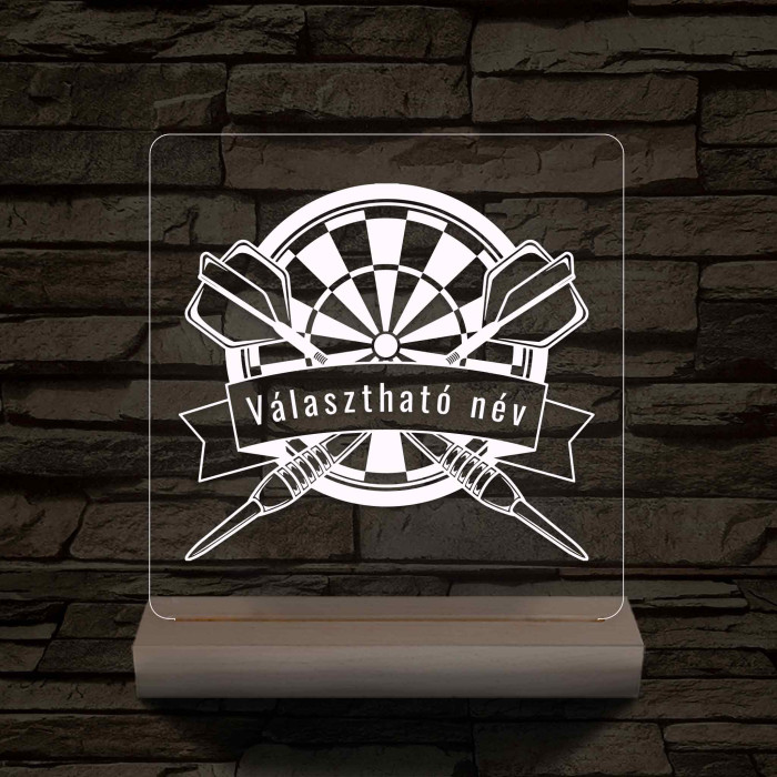 Személyre szabott Darts 7 színű 3D LED Lámpa – Fatalpas Gravírozott Ajándék