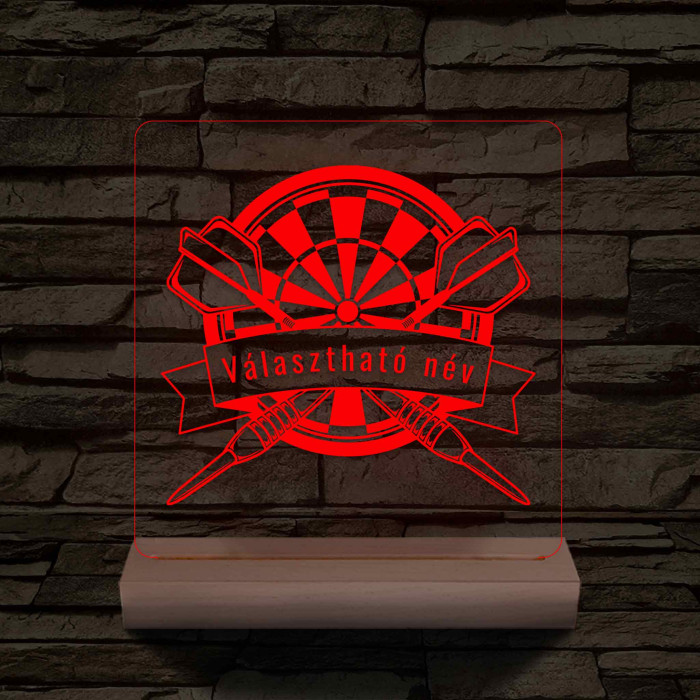 Személyre szabott Darts 7 színű 3D LED Lámpa – Fatalpas Gravírozott Ajándék
