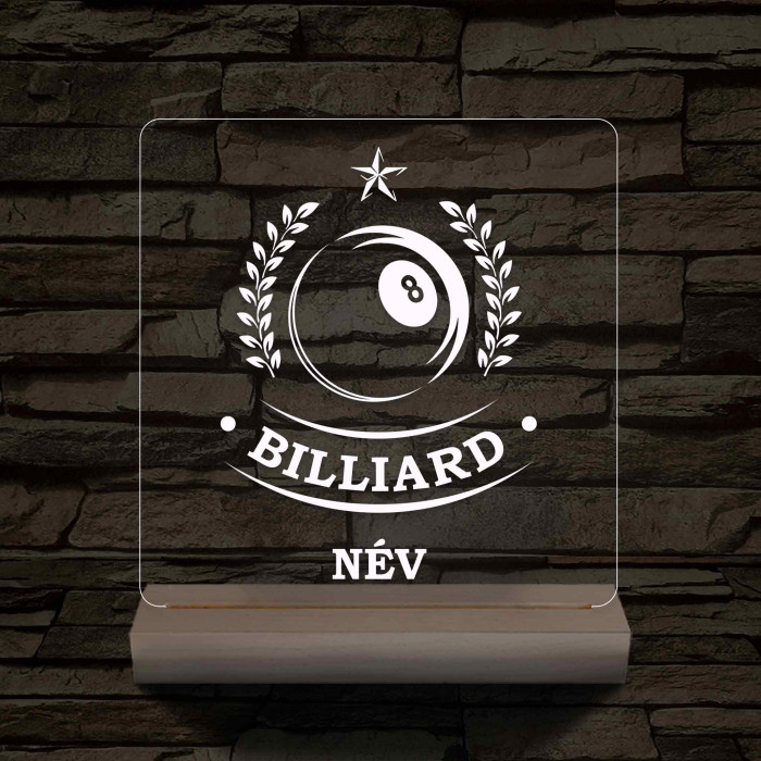 Személyre szabott Biliárd 7 színű 3D LED Lámpa – Fatalpas Gravírozott Ajándék