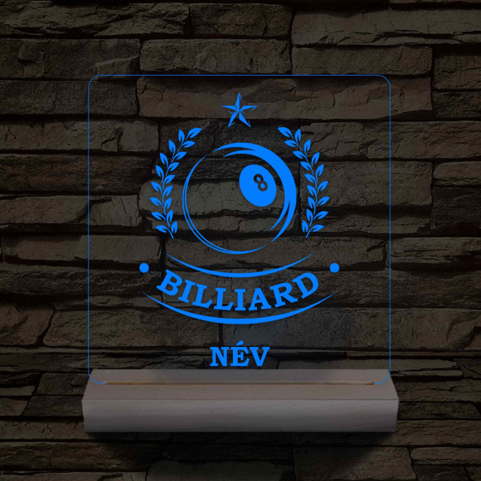 Személyre szabott Biliárd 7 színű 3D LED Lámpa – Fatalpas Gravírozott Ajándék