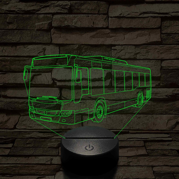 Személyre Szabható Busz Műanyagtalpas 3D LED Lámpa 