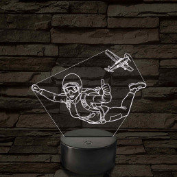 Ejtőernyős Nő - színváltós 3D LED Lámpa