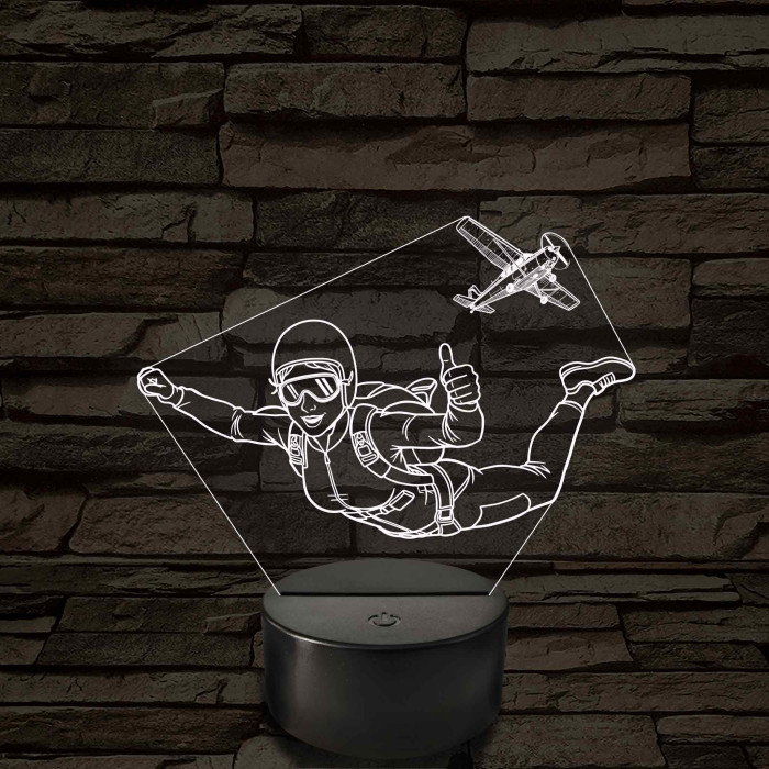 Ejtőernyős Nő - színváltós 3D LED Lámpa