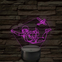 Ejtőernyős Nő - színváltós 3D LED Lámpa