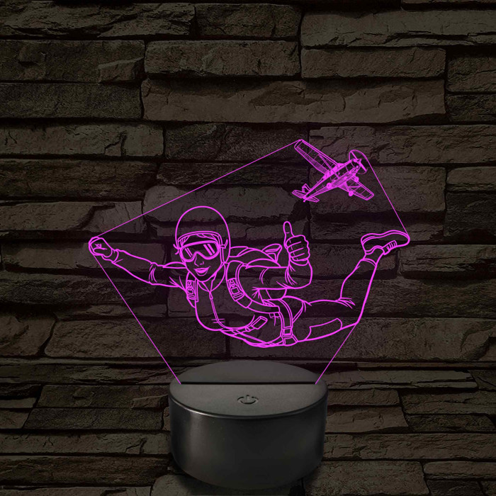 Ejtőernyős Nő - színváltós 3D LED Lámpa